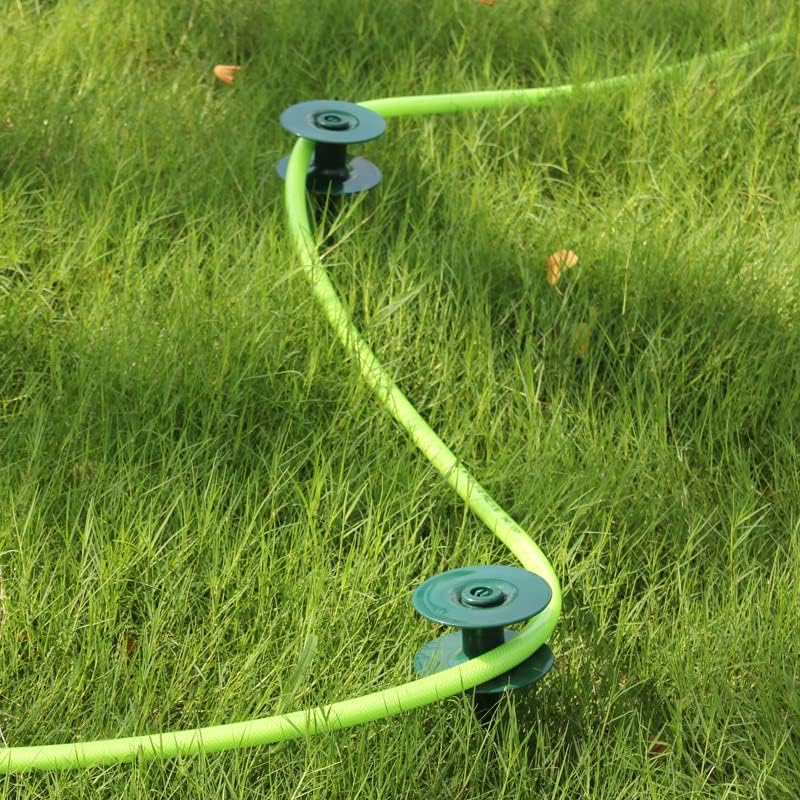 6 Pack Hose Guard Stake, 10 Inch Green ABS & Zinc Alloy Garden Hose Guide Spike with Heavy Spin Top, Protects Plants & Landscaping