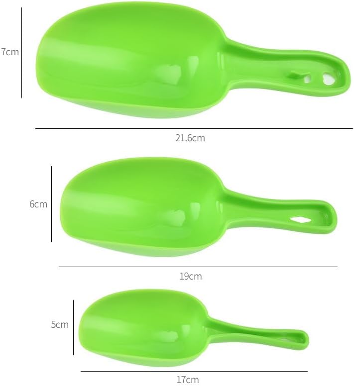 Set of 3 Ice Scoop, Plastic Kitchen Ice Scoop for Canisters or Ice Maker, Food Scoops for Canisters, Freezer, Flour, Dry Foods, Coffee Beans, Pop Corn, Pet Dog Cat Food (Green)