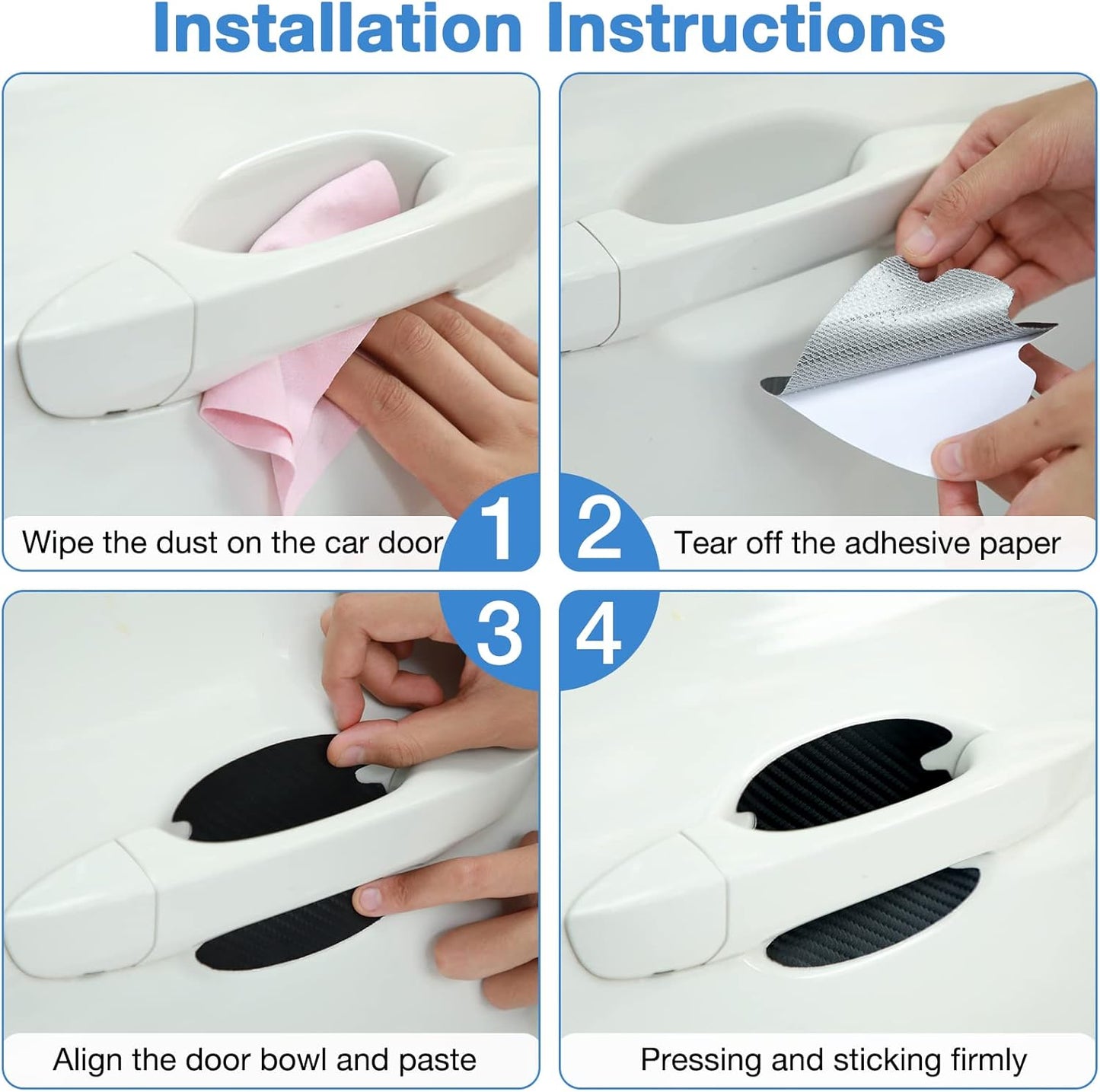 16 Pieces Car Door Handle Scratch Protector Car Door Handle Sticker Cover Scratches Protective Films Car Door Handle Cup Protector Films (Black)
