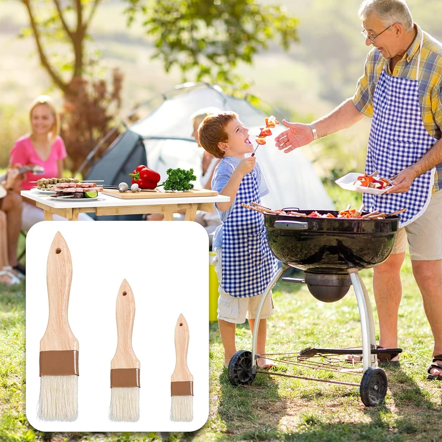 Pastry Brush for Baking Cooking Kitchen, Hardwood Handle Basting Brush for Spreading Oil BBQ Grilling Sauce Baster Marinade