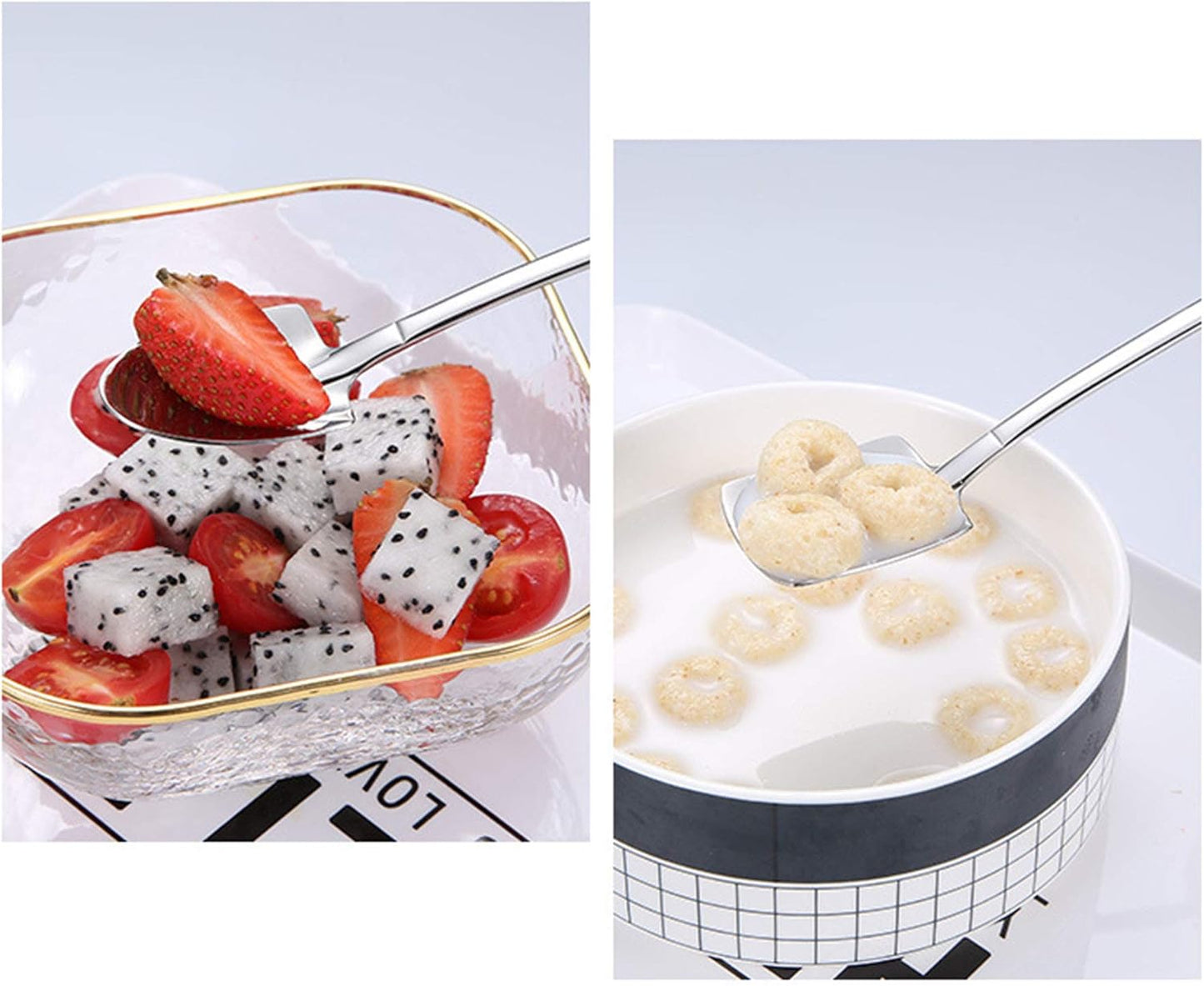 Fruit Dessert Shovel Spoons Set 4PCS, 6 inch Stainless Steel Mixed Dinner Teaspoon Spoons for Dessert Coffee Tea Ice Cream Fruit Cake for Home Kitchen Restaurant