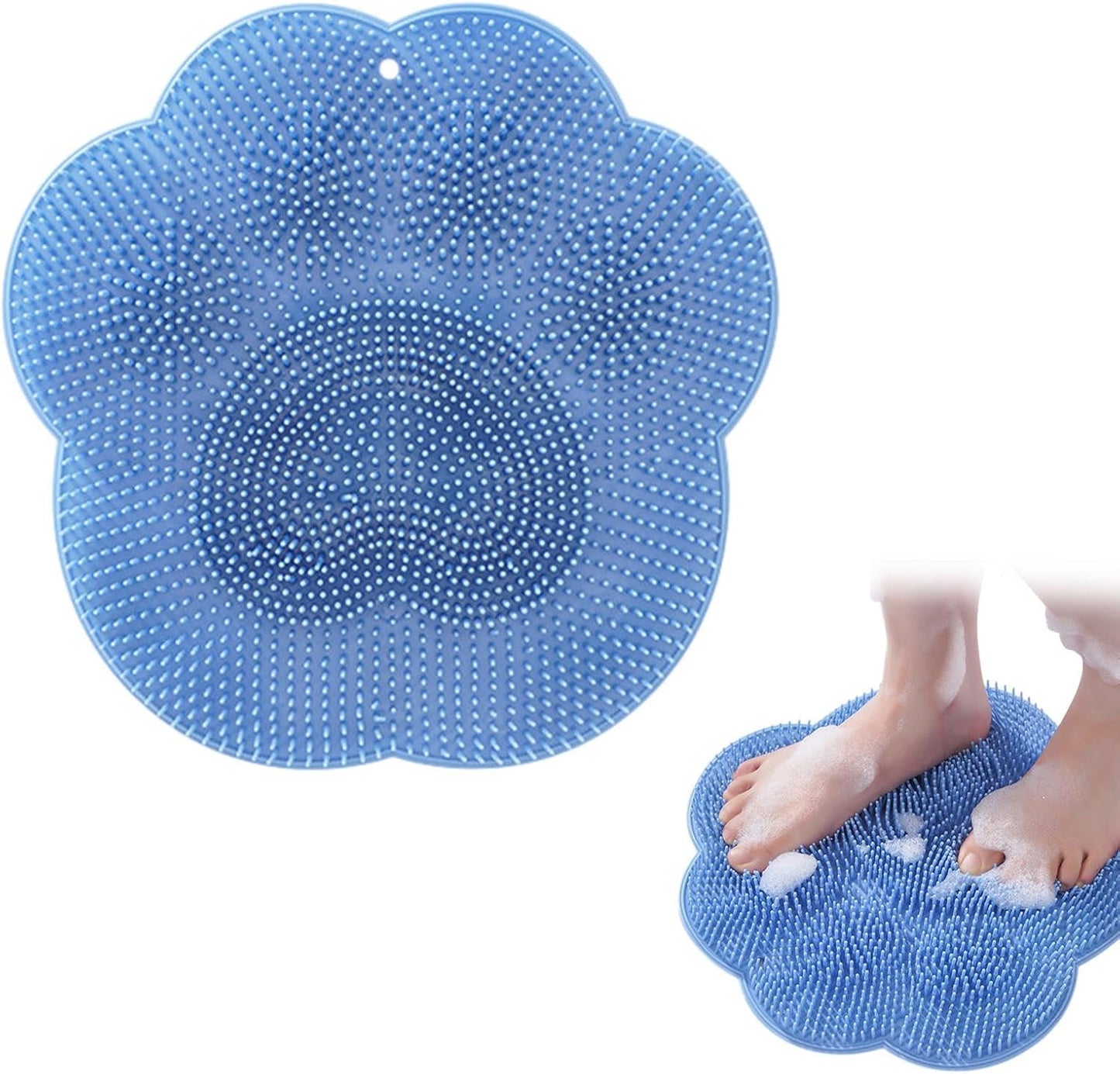 Shower Foot Scrubber Mat, Back Washer Exfoliating Bath Wash Pad, Wall Mounted Slip Suction Cups for Use in Cleaner Men and Women