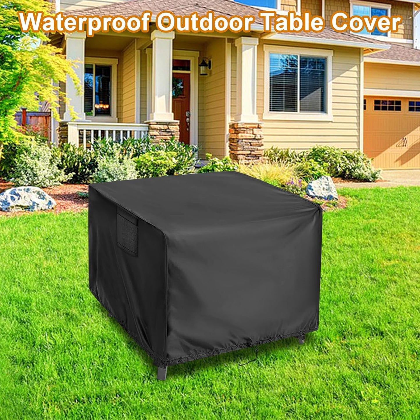 Outdoor Table Cover Square, 34 inch Square Patio Table Cover, Waterproof Small Table Cover Outdoor Patio Furniture Cover - 34'' x 34'' x 28''