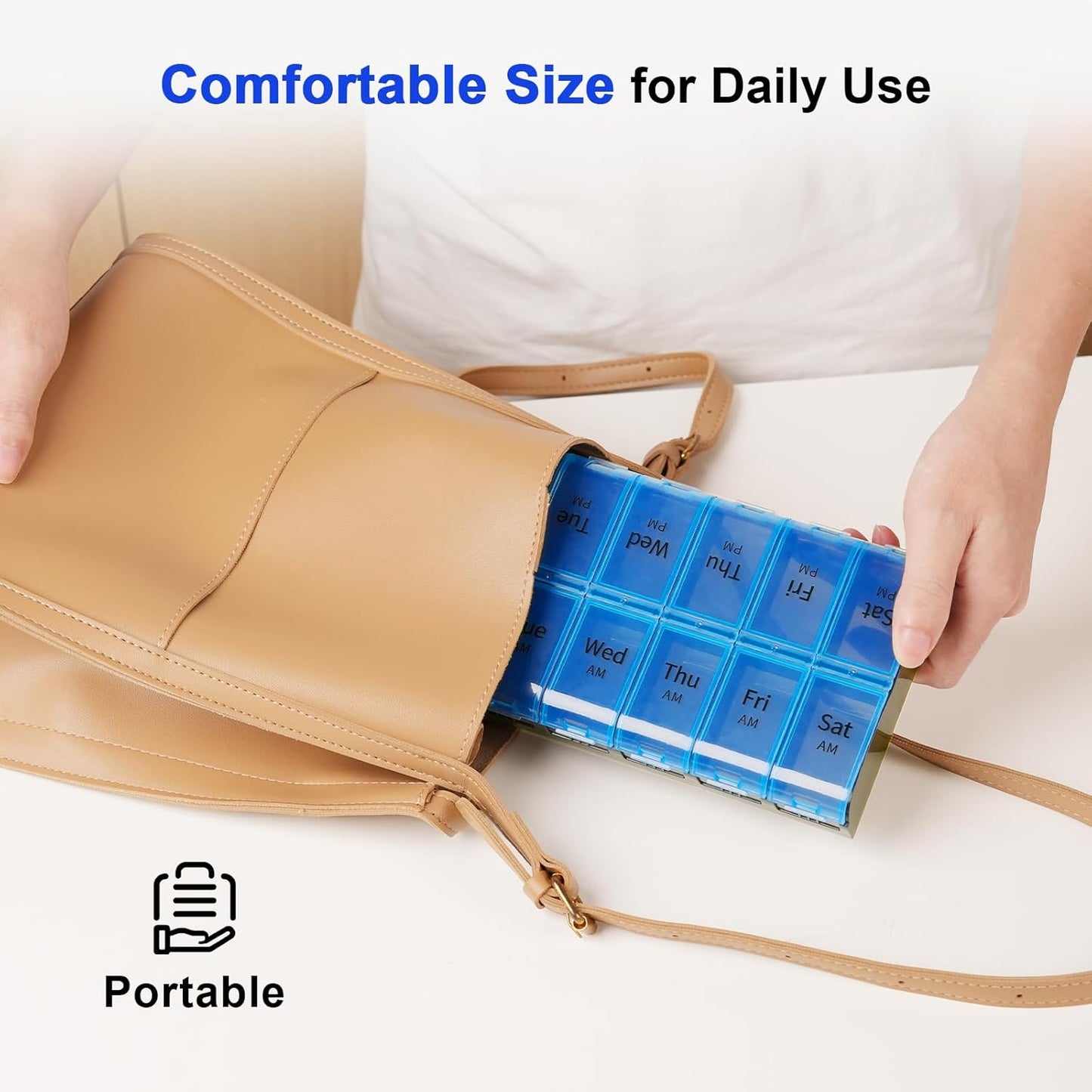 XL Large Weekly Pill Organizer 2 Times a Day, Extra Big 7 Day Pill Box Am Pm, Daily Pill Case Medicine Organizer with 14 Compartments, Day Night Pill Container for Fish Oils, Vitamin, Supplement