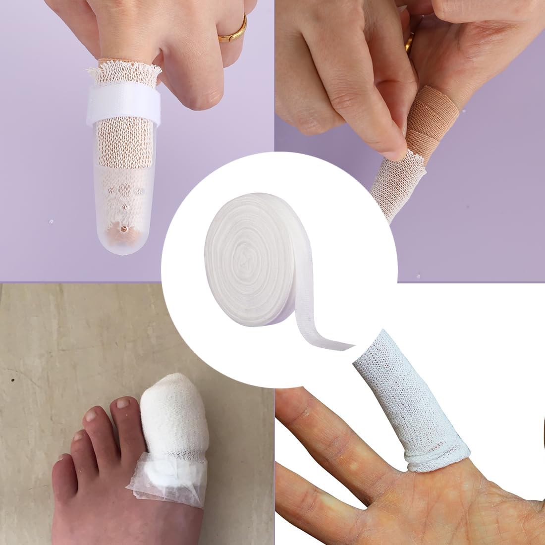 Finger Tubular Bandage, Net Wound Dressing Stretch Tubing Gauze Dressing Retainer Breathable Thumb Toe Covers for Wounds Finger Applicator and Splint, 1.5CM X 20M