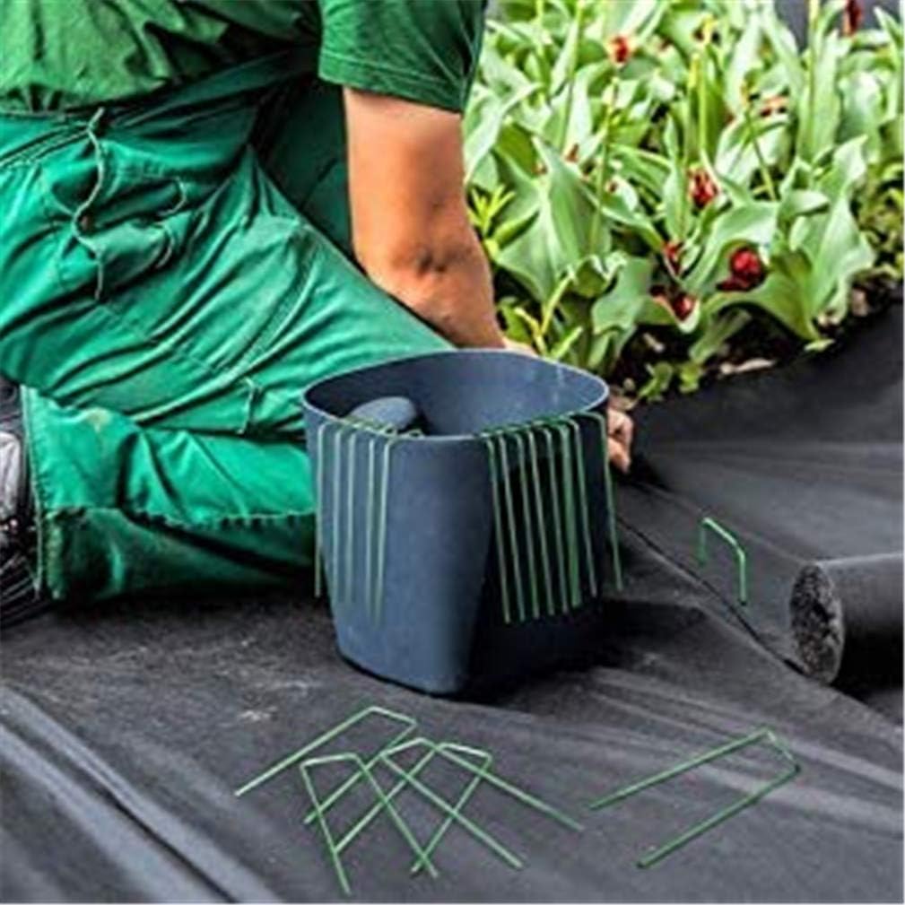 IME Garden Staples U Shaped Ground Anchors Stakes Pegs Pins Spikes for Securing Lawn Farm Sod Barrier Landscape Grass Fabric Netting Green 15CM 20Pack