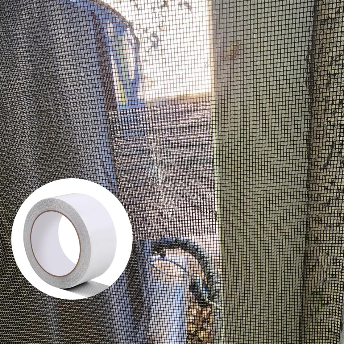 Window Screen Repair Kit, Screen Repair Tape 2PCS Strong Adhesive Patch Tape Fiberglass Covering Mesh Repair Tape Screen Patch for Windows Doors