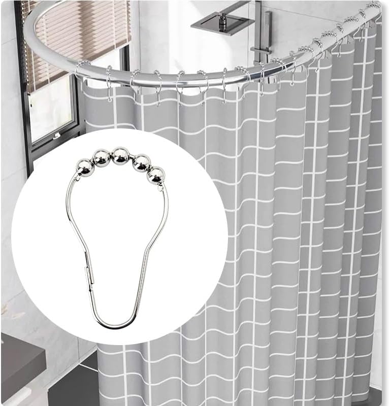 24 PCS Shower Curtain Ring Hooks, Stainless Steel Double Glide Bathtub Curtain Rings for Shower Curtain Rods