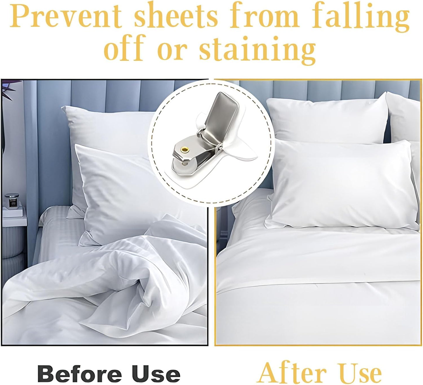 8 Pcs Padded Comforter Clips Duvet Cover Clips, Non-Slip Bed Sheet Clips Fasteners Duvet Clips for Inside Duvet Cover for Preventing Comforters from Shifting Inside