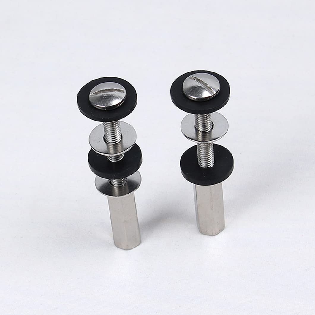 Toilet Tank to Bowl Bolt Kits, 2 Pack Toilet Bolt Kit for Tank Heavy Duty Washers and Round Cover Caps with Extra Long Nut Screw (Silver)