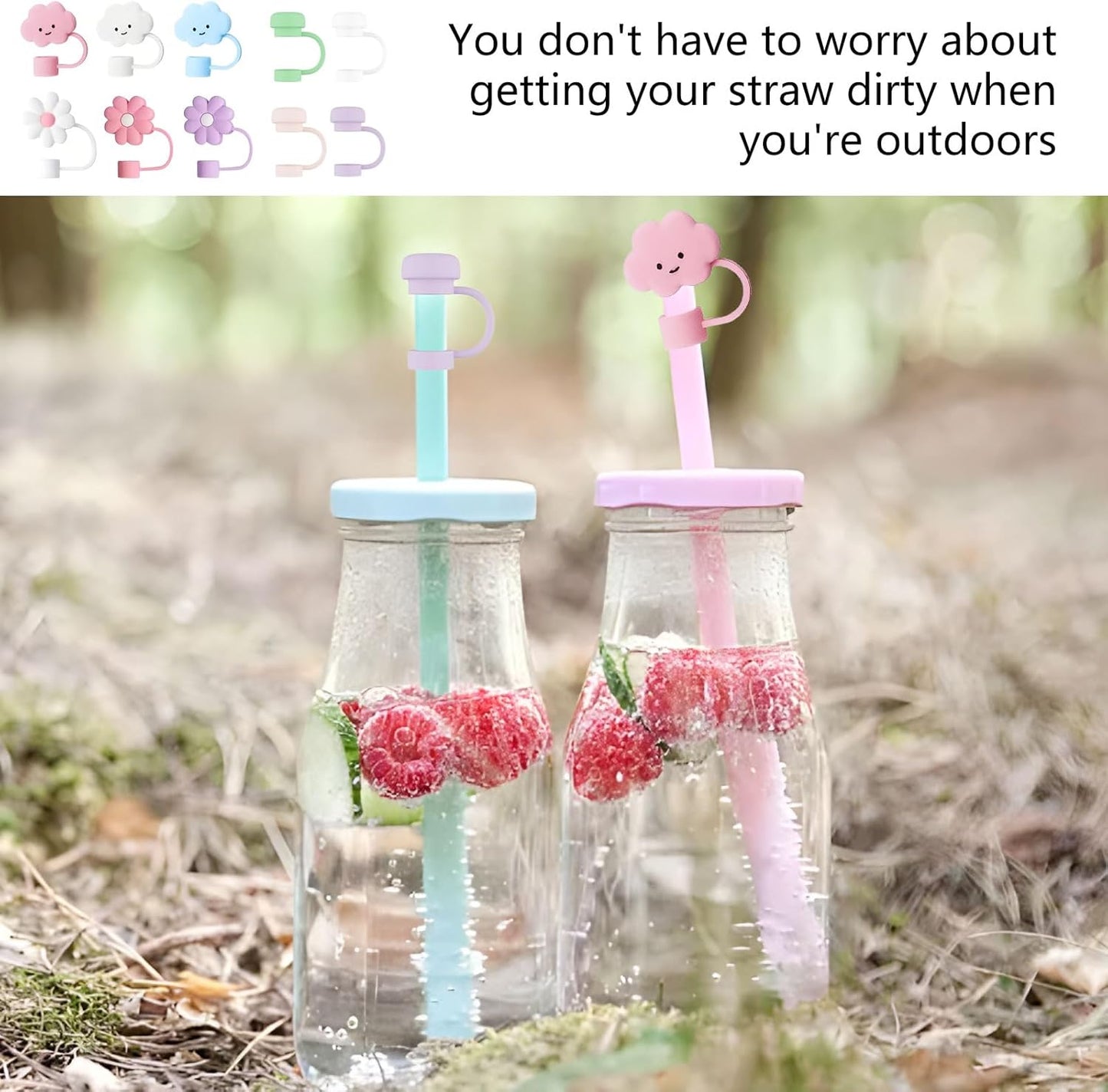 10 Pcs Straw Cover Cap for Stanley Cup, 10mm/0.4in Silicone Covers Accessories for Water Cup Straw, Dust proof and Leak proof