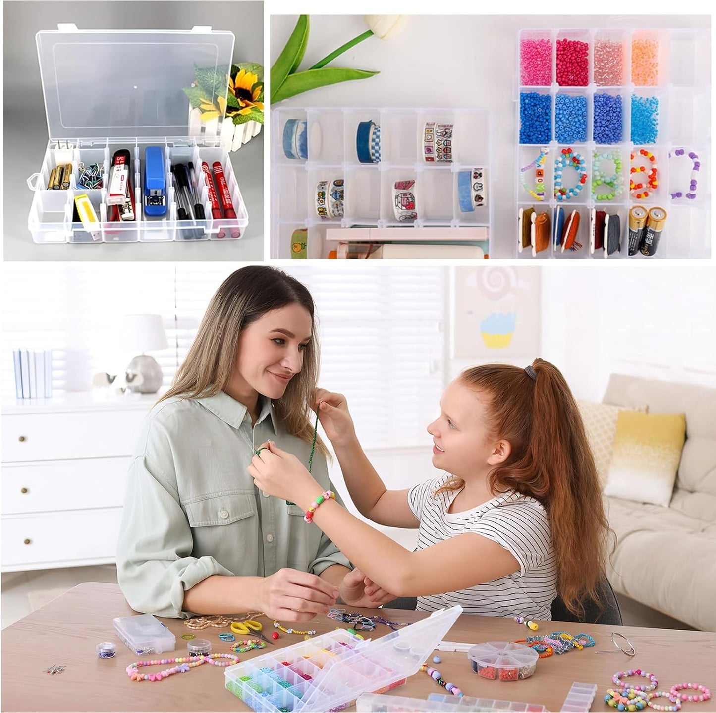 36 Grids Plastic Organizer Storage Container Box, Clear Removable Grid Box Organizer for Jewelry Tackle Crafts Earring Cosmetics (2 PCS)