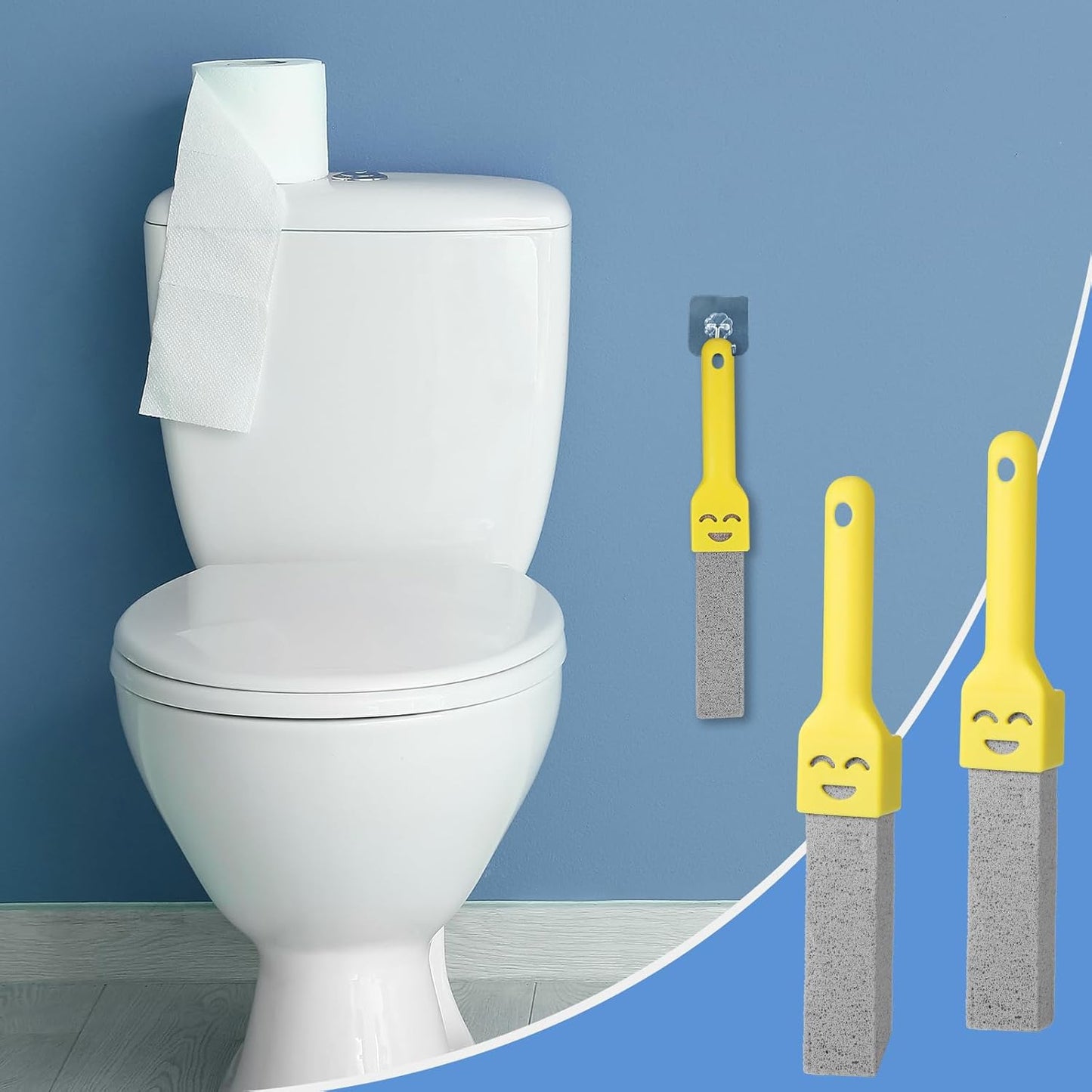 6Pc Pumice Stone for Toilet, Toilet Pumice Cleaning Stone with 2 Handle, Replaceable Toilets Pumice Stones for Cleaning, Nature Scouring Stick for Hard Water Stains, Bathroom Tiles Limescale Remover