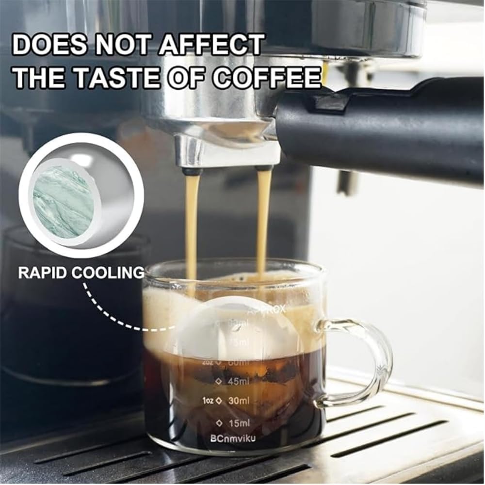 Stainless Steel Coffee Cooling Ball, Reusable Espresso Chiller with Stand, Ice Ball for Coffee Enthusiasts