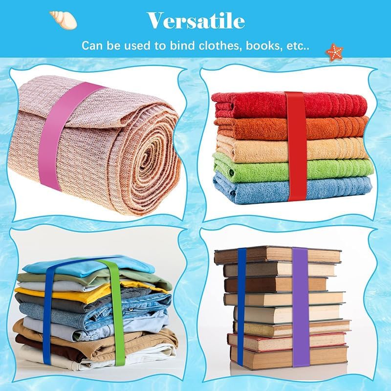 Beach Towel Bands, 38-91 cm Silicone Clips for Pool and Cruise Chairs, Blue and Turquoise, Pack of 4