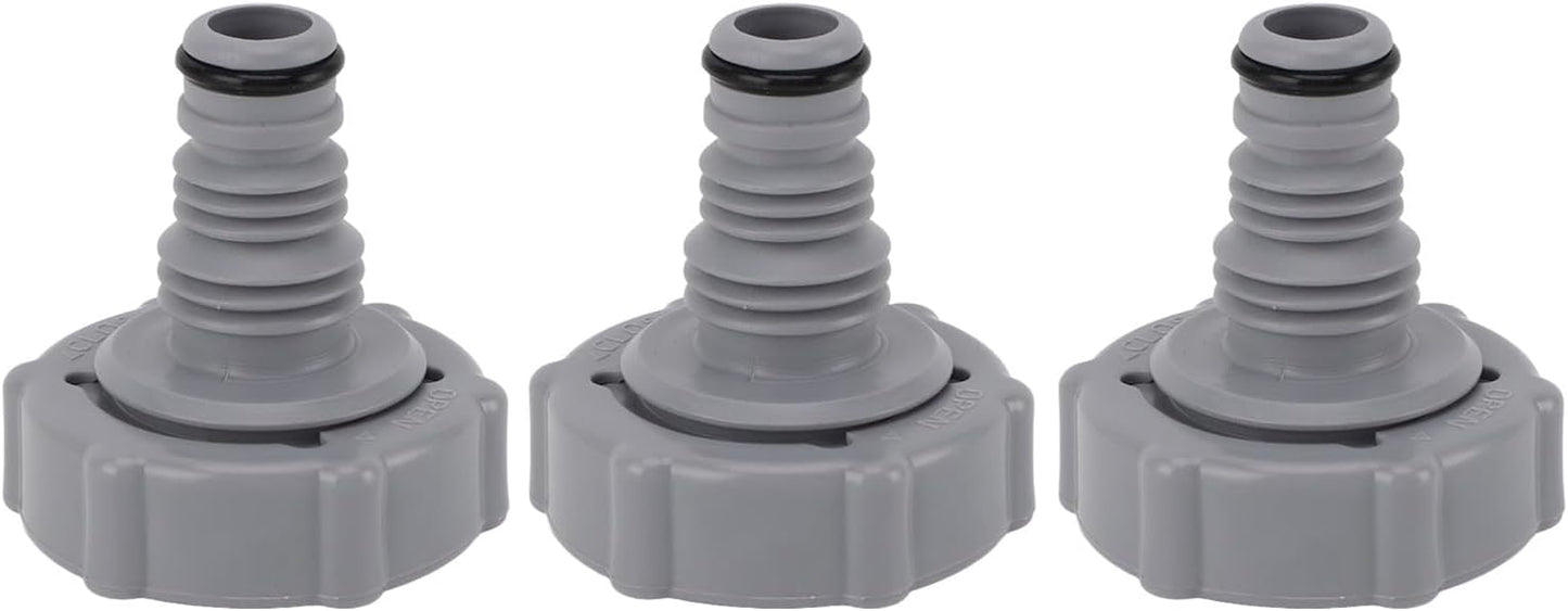 P6H1419-Compatible 40mm Plastic Pool Drain Valve with 32mm Inner Connector - Leak-Proof Design, Easy Installation, for Swimming Pools & Spas (Pack of 3)