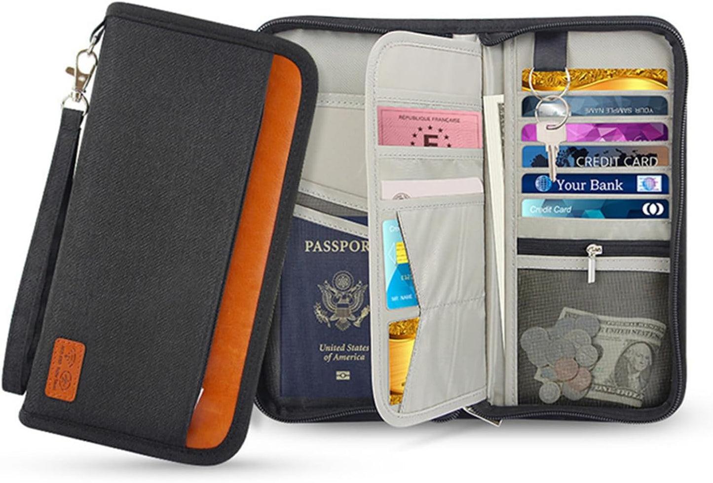 Travel Passport Wallet Family Passport Holder Documents Organizer with RFID Blocker for Men & Women