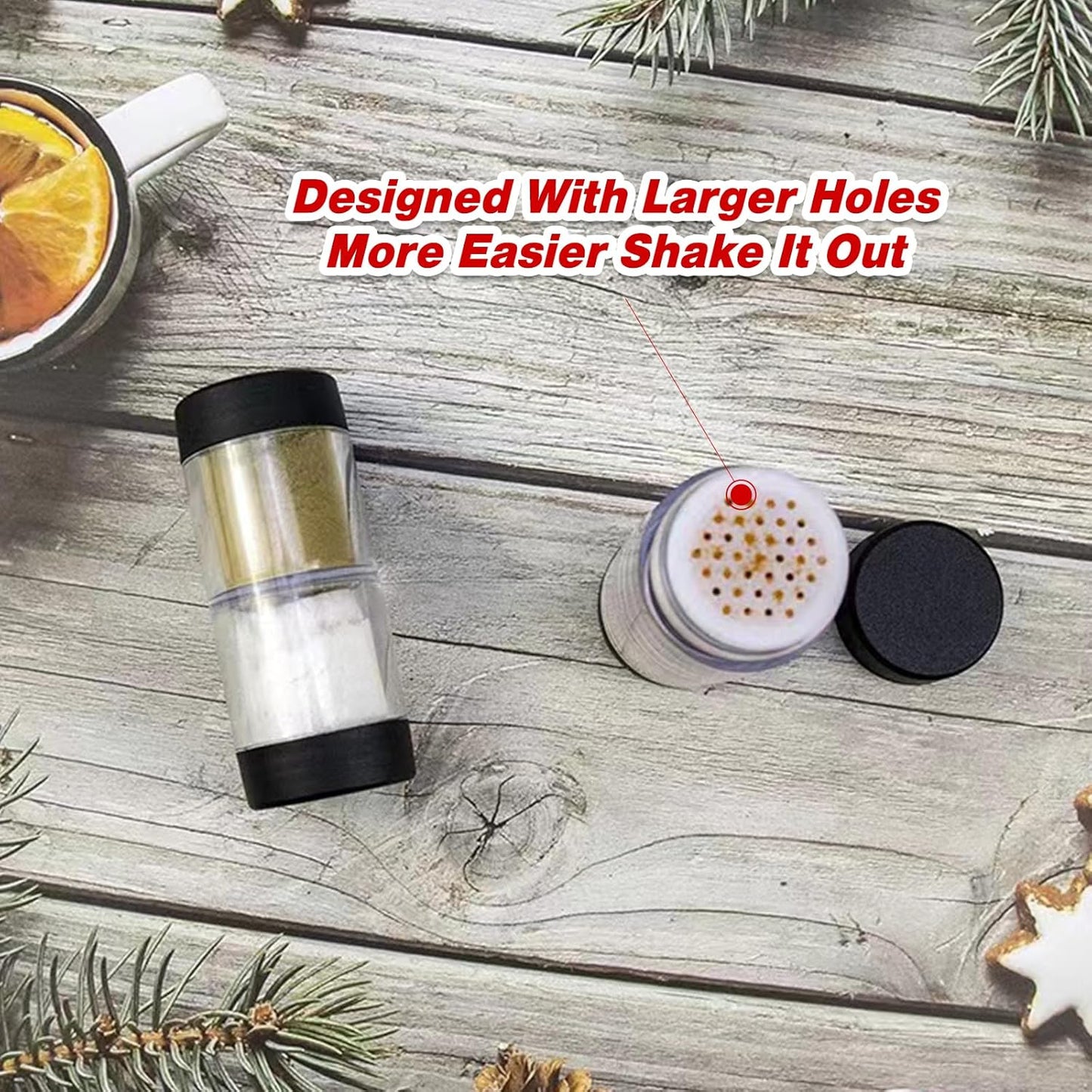 Salt and Pepper Shakers Moisture Proof Set, 2-in-1 Portable Spice Shaker with Airtight Lid, Perfect for Camping Kitchen, Travel, Car Camping, RV, Outdoors, Backpack, BBQ Picnic, Lunch Boxes