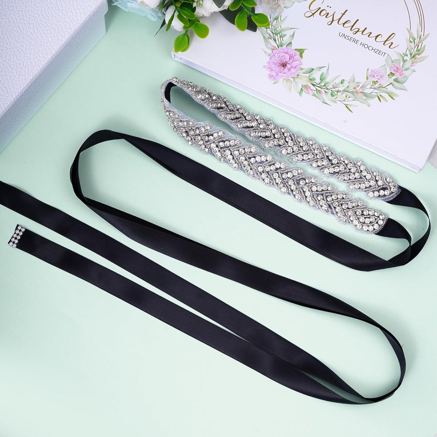 Bridal Rhinestone Wedding Waist Belt for Women Sparkly Belt Wedding Satin Sash for Special Occasion