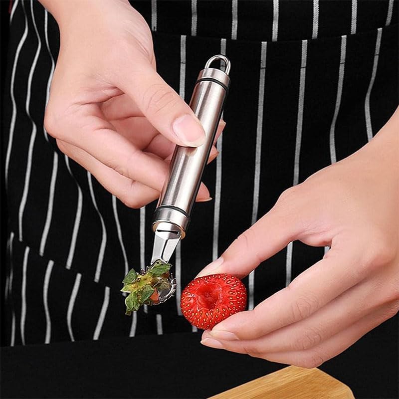 2 Pcs Stainless Steel Strawberry Huller and Tomato Stem Corer Tool, Tomato Stem Corer Tool,Stainless Steel Strawberry Huller Corer Vegetable and Corer Practical Kitchen Tool Fruit (2)