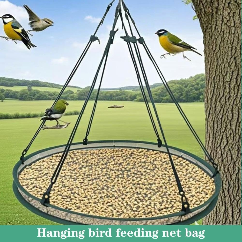 Bird Seed Catcher Tray for Hanging Bird Feeder, Large Outdoor Platform Tray with Adjustable Hanging Hoop, Deep Birdseed Holder for Hummingbird and Bee Feeders in Garden, Lawn, Backyard (L)