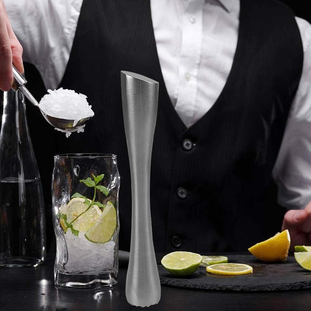 Stainless Steel Cocktail Muddler 8" Professional Old Fashioned & Mojitos Drink Muddler Ideal Bartender Tool