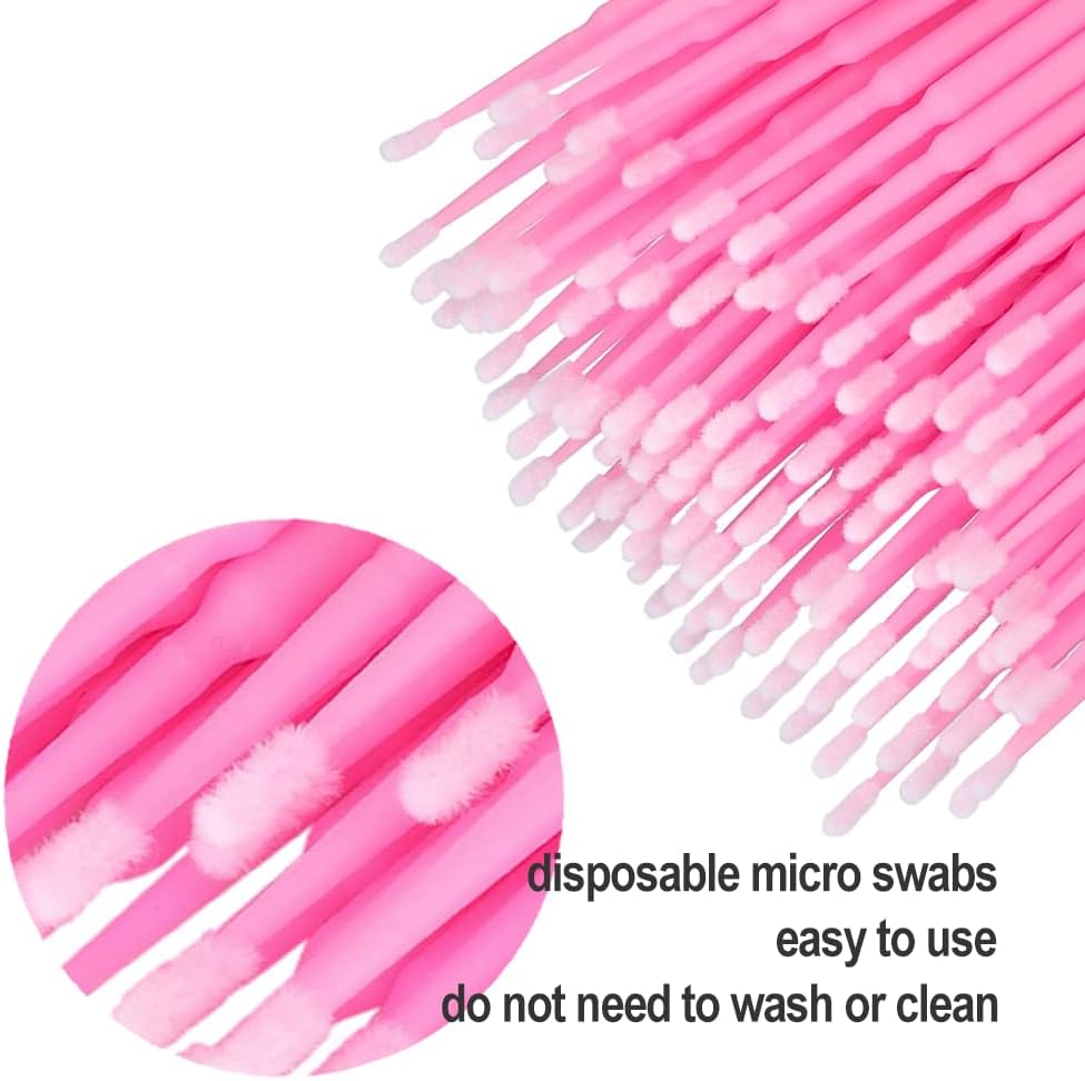 400PCS Micro Brush Disposable Micro Swabs for Eyelash Extension, Nails, Eyeliner(Head Diameter: 2.0mm Pink)