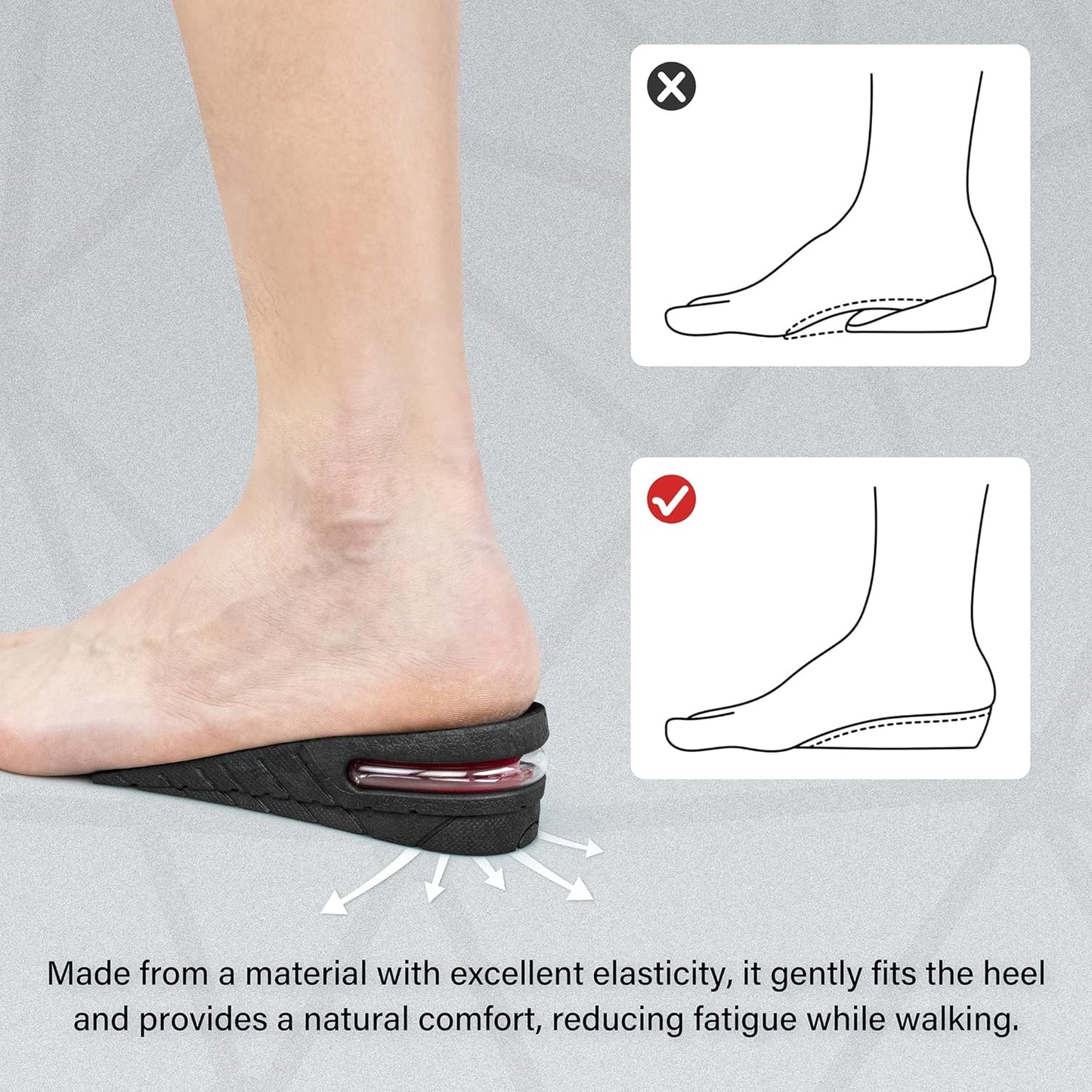 Height Increase Insole 3-Layer Air up Shoe Lifts Elevator Shoes Insole -6 cm(2.4inches) Heels lift Inserts for Men and Women