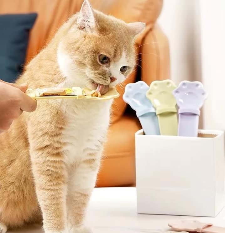 2 Cat Strip Feeder Squeeze Spoons, Capable of Licking Wet Cat Pet Liquid Snack Spoons, Multifunctional Pet Spoons