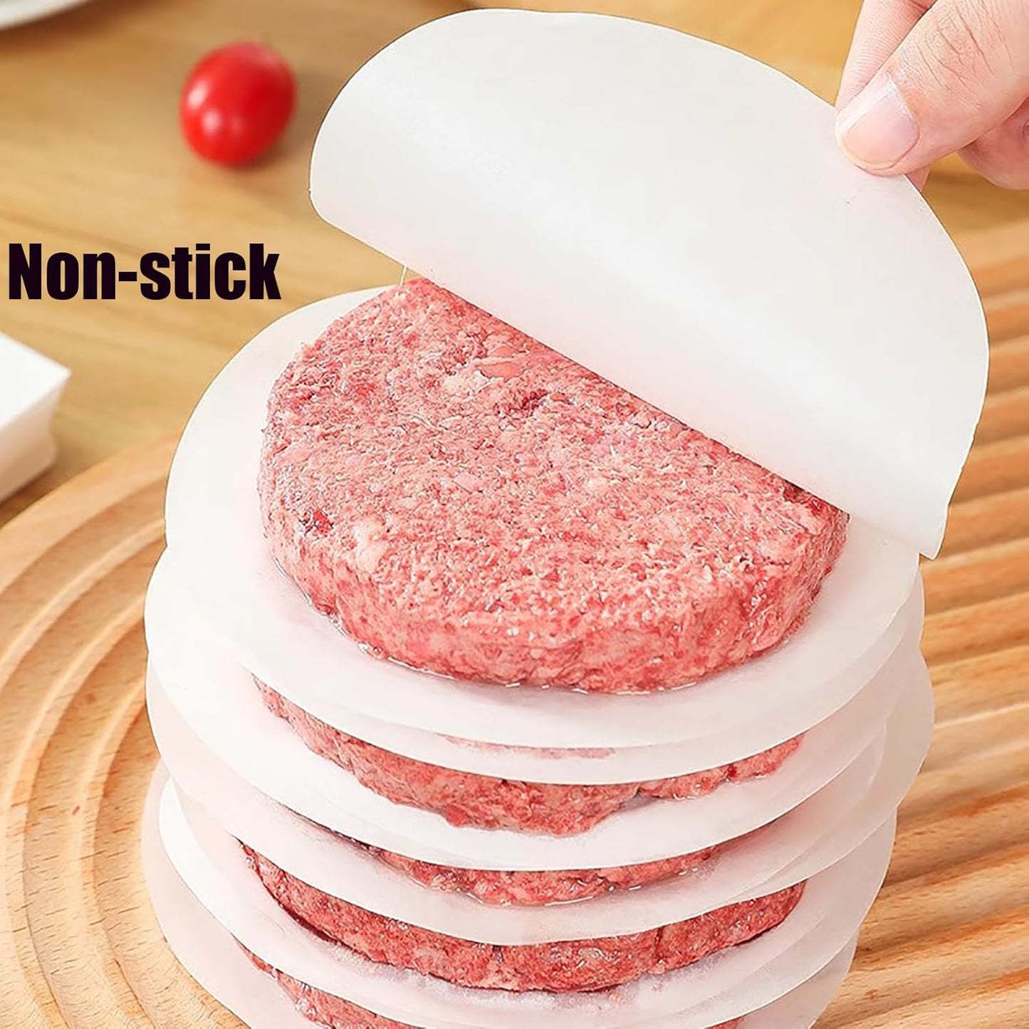 1500pcs Hamburger Patty Paper, 4.5IN Non-Stick Wax Papers, Round Parchment Paper, Food-Grade Burger Sheets for Patty Separating, Freezing, BBQ, Ground Beef and Turkey