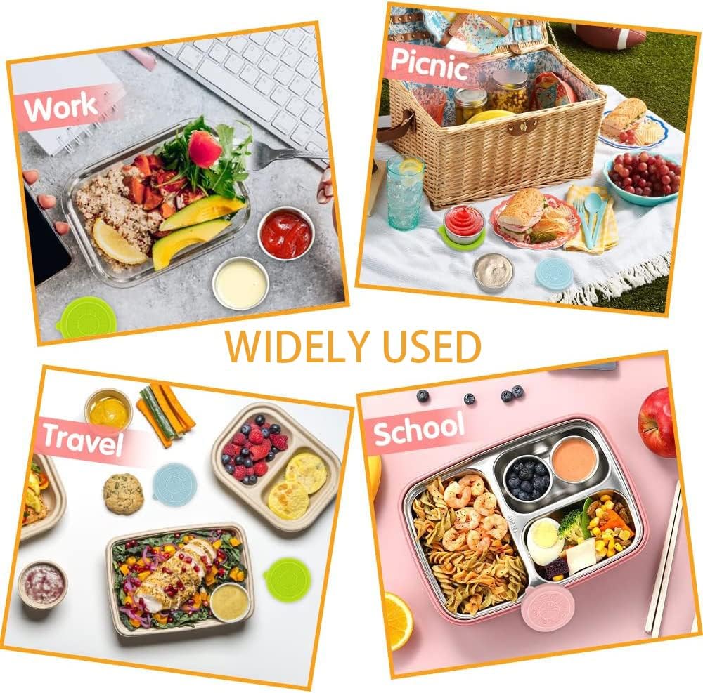 6Pcs Salad Dressing Container Sets,Reusable Salad Container Small Containers with Lids for Lunch Stainless Steel Condiment Cup Leakproof Dipping Sauce Cups 1.7 oz Small Containers for Picnic Travel