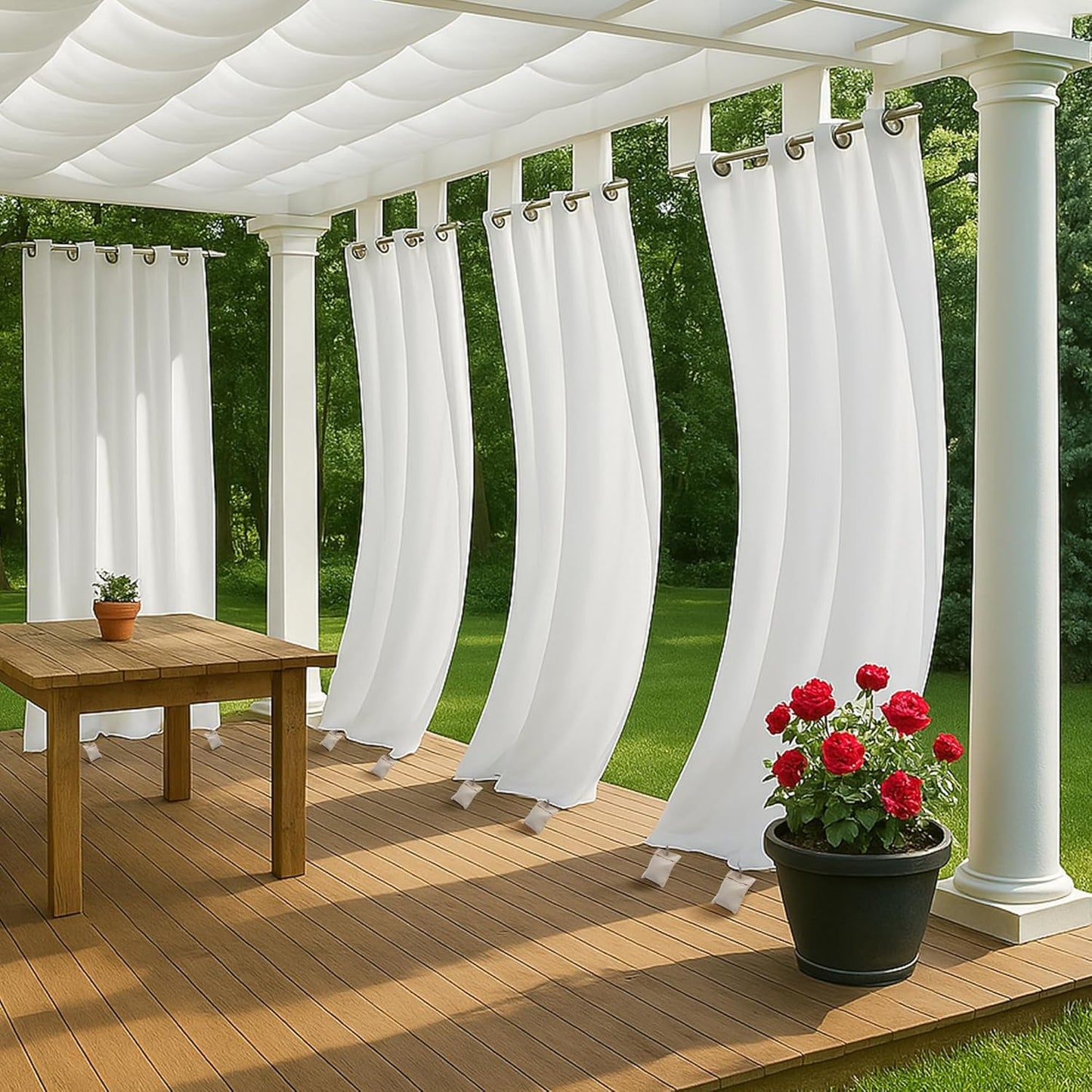 12 Pack Outdoor Curtain Weight Bags, Patio Curtain Sandbag with Sealed Bags and Clips, Reusable Drapery Weighted Bags for Home Outdoor Pergola Gazebo Front Porch (Beige)