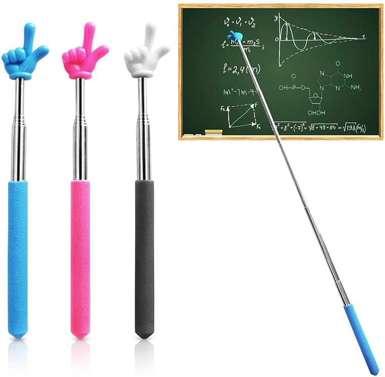 Retractable Reading Pointer Stick for Kids, Teachers, Stretchable, Lightweight, Durable, Classroom Presentation Educational Tool, Great Reading Guidance and Instructions(Blue+Pink+Black&White)