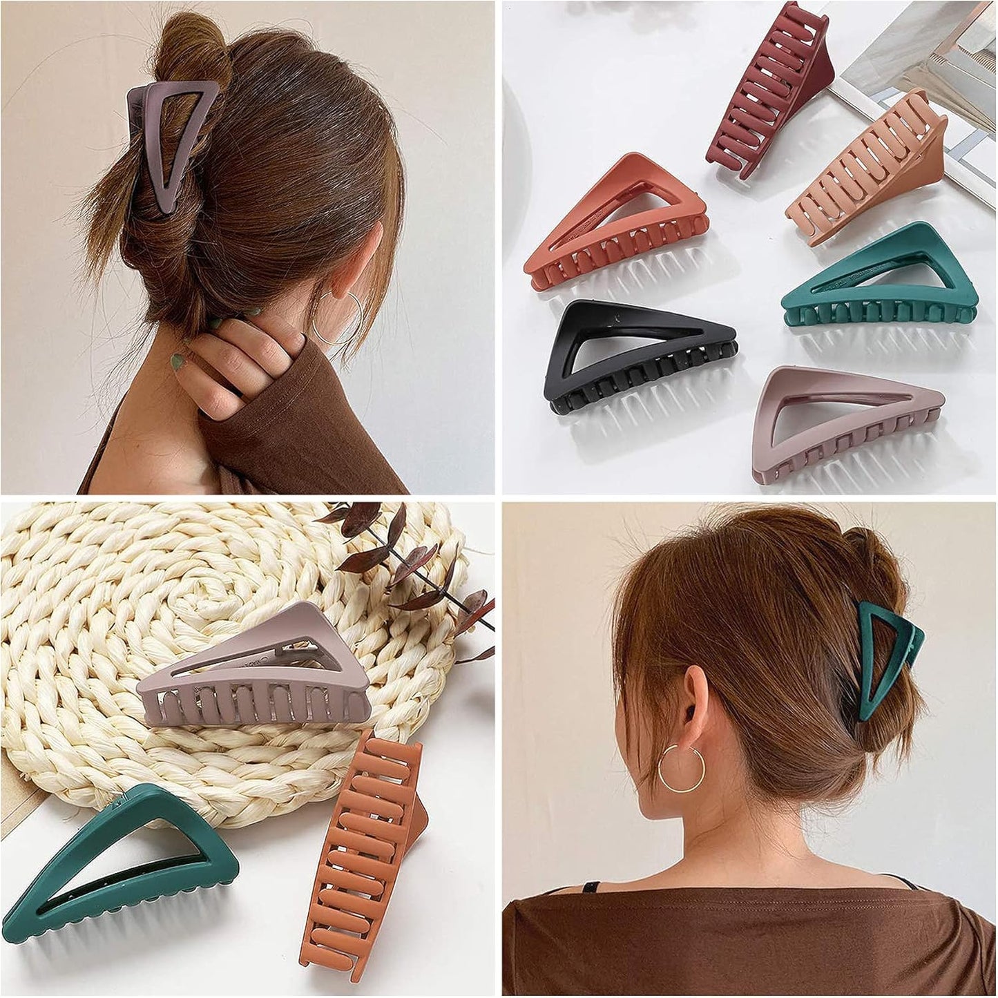 Hair Claw Clips Girls Women Nonslip French Matte Claw Clip for Thin Hair Curly Straight Long Hair - 6 Packs / Set