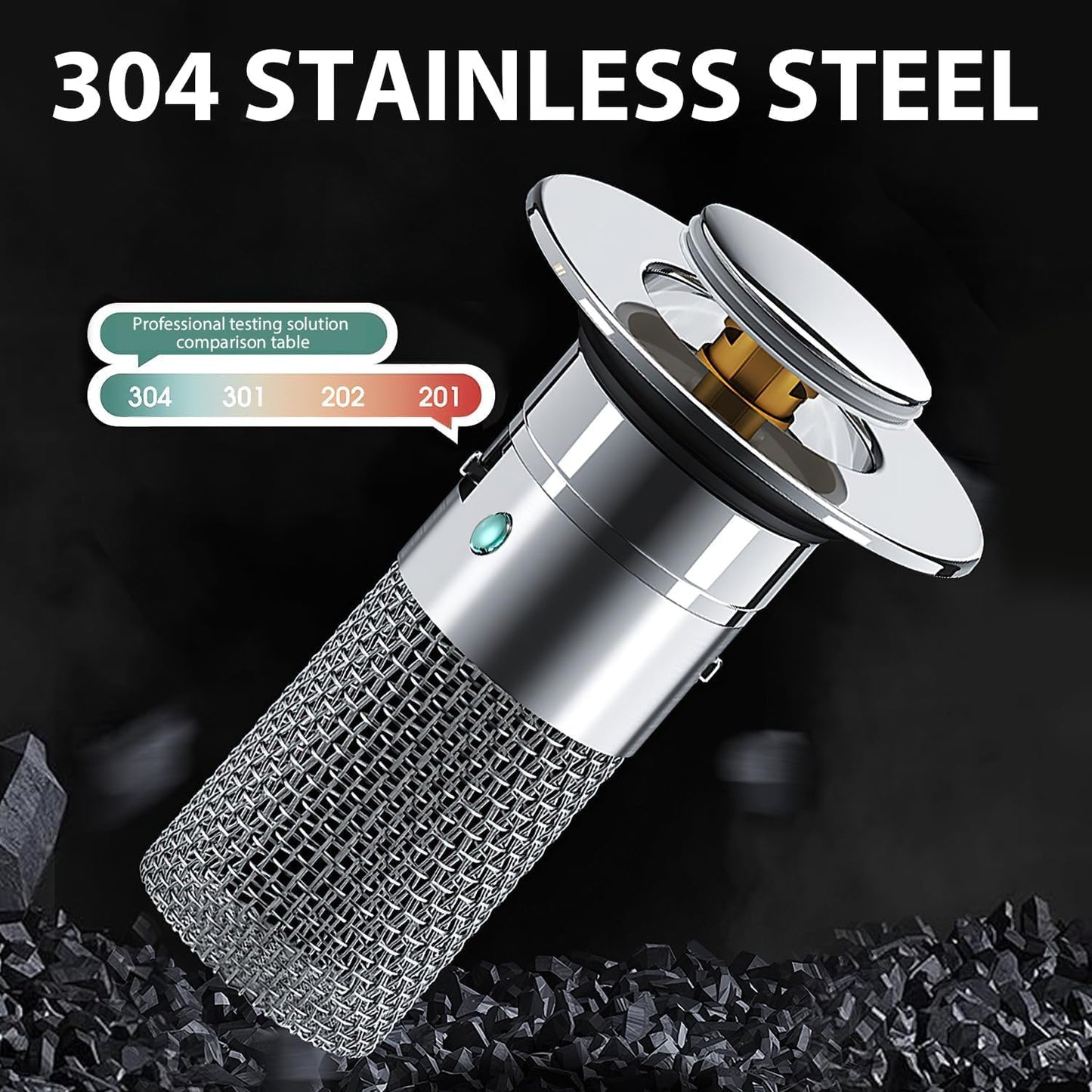 2Pcs Stainless Steel Floor Drain Filter,Bathroom Sink Stopper Hair Catcher with Removable Stainless Steel Filter Basket Hair Catcher,Isolate Odor Pop Up Sink Drain (1pcs)