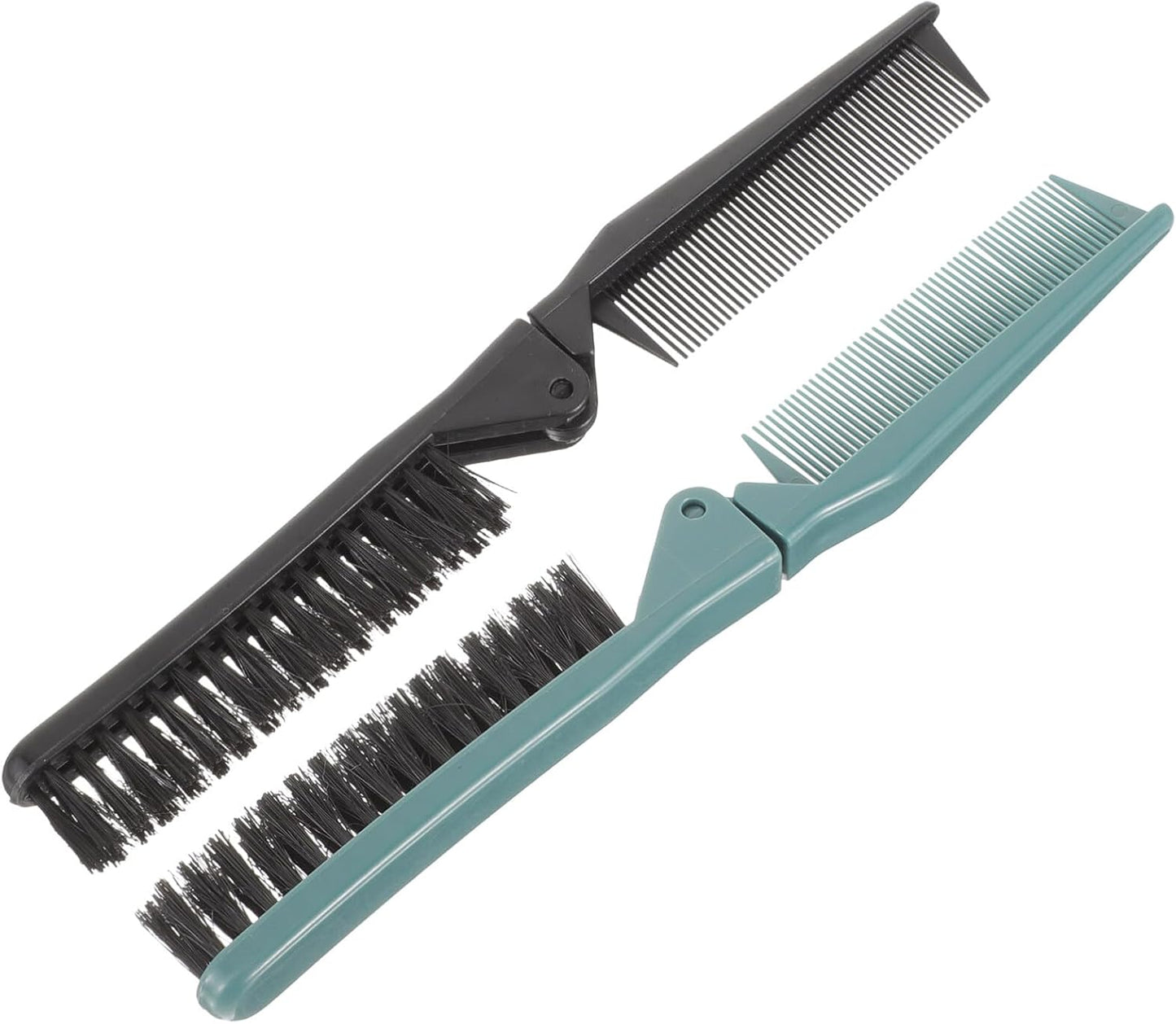 2Pcs Small Double Folding Hair Brush: Hair Styling Salon Brush Comb Folding Comb Double Use Comb for Curly And Straight Hair