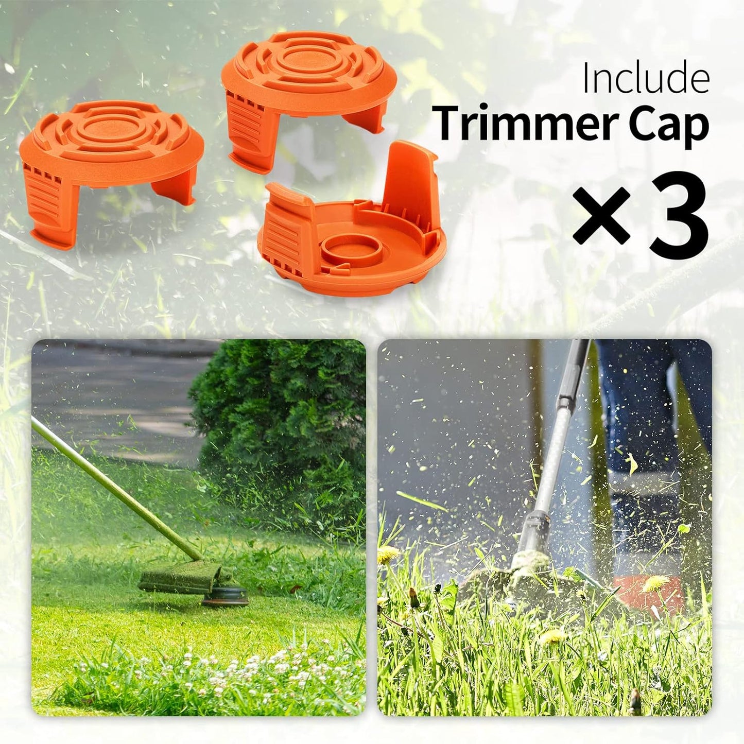 Spool Cap Cover for Worx,Trimmer Replacement Spool Cap Covers for Worx,Suitable for Worx Weed Eater (3 Pack)