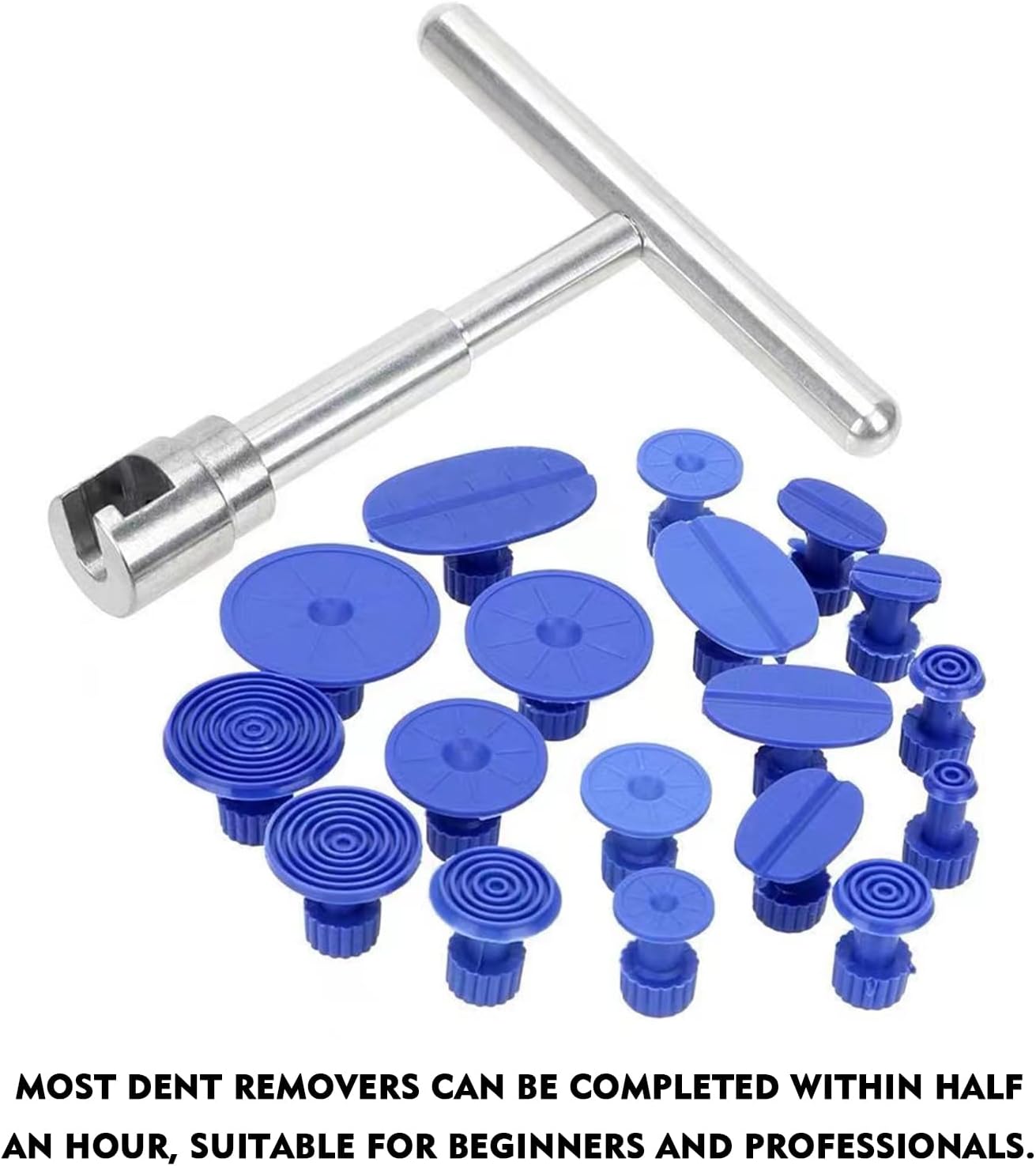 Car Dent Remover Puller Kit, Paintless Dent Repair Tool, Car Body Dent Small Hail Dent Remover Set with Aluminum T Slide Hammer and 18PCS Suction Cup for Car, Metal, Glass, Screen and Tiles