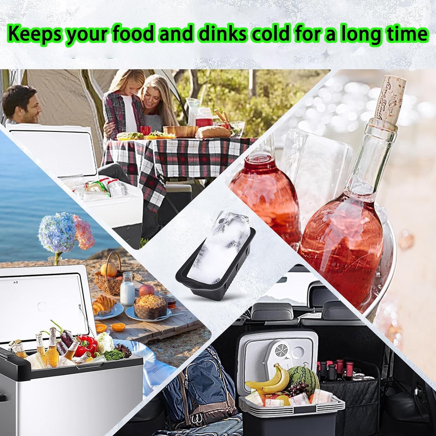 Extra Large Ice Block Mold for Ice Bath, 4 Pack 8.8lb Big Ice Cube Molds, Silicone Ice Bath Accessories Water Chiller for Cold Plunge or Coolers, Durable & Reusable Ice Cube Tray(Black)