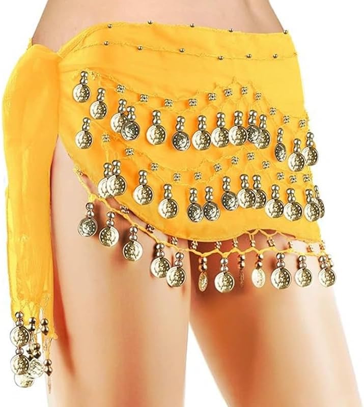 Belly Dance Hip Scarf,Belly Dance Hip Scarf Belly Dance Skirt with Gold Coins Bling Belly Dance Outfit