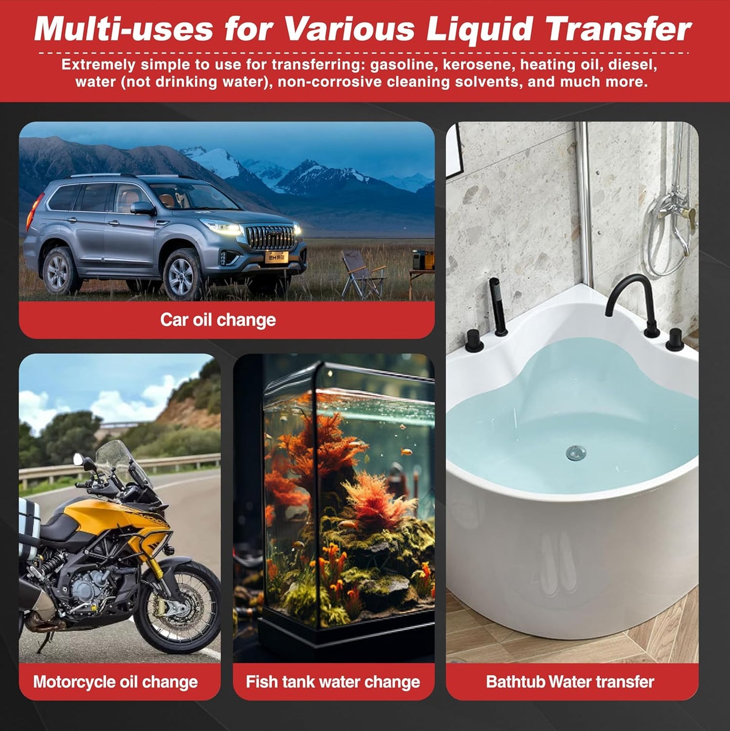 Portable Power Siphon Pump for Gas, Battery Operated Fuel Transfer Pump, 3.5GPM Flow, Diesel Oil Extractor - Ideal Gasoline Transfer Pump