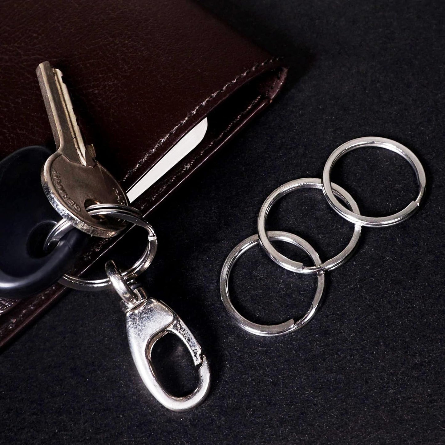CREST 5 pcs Surgical and Marine Grade Stainless Steel Split Ring for Keychains 1 inch 25mm SS316L Key Rings for Car Keys