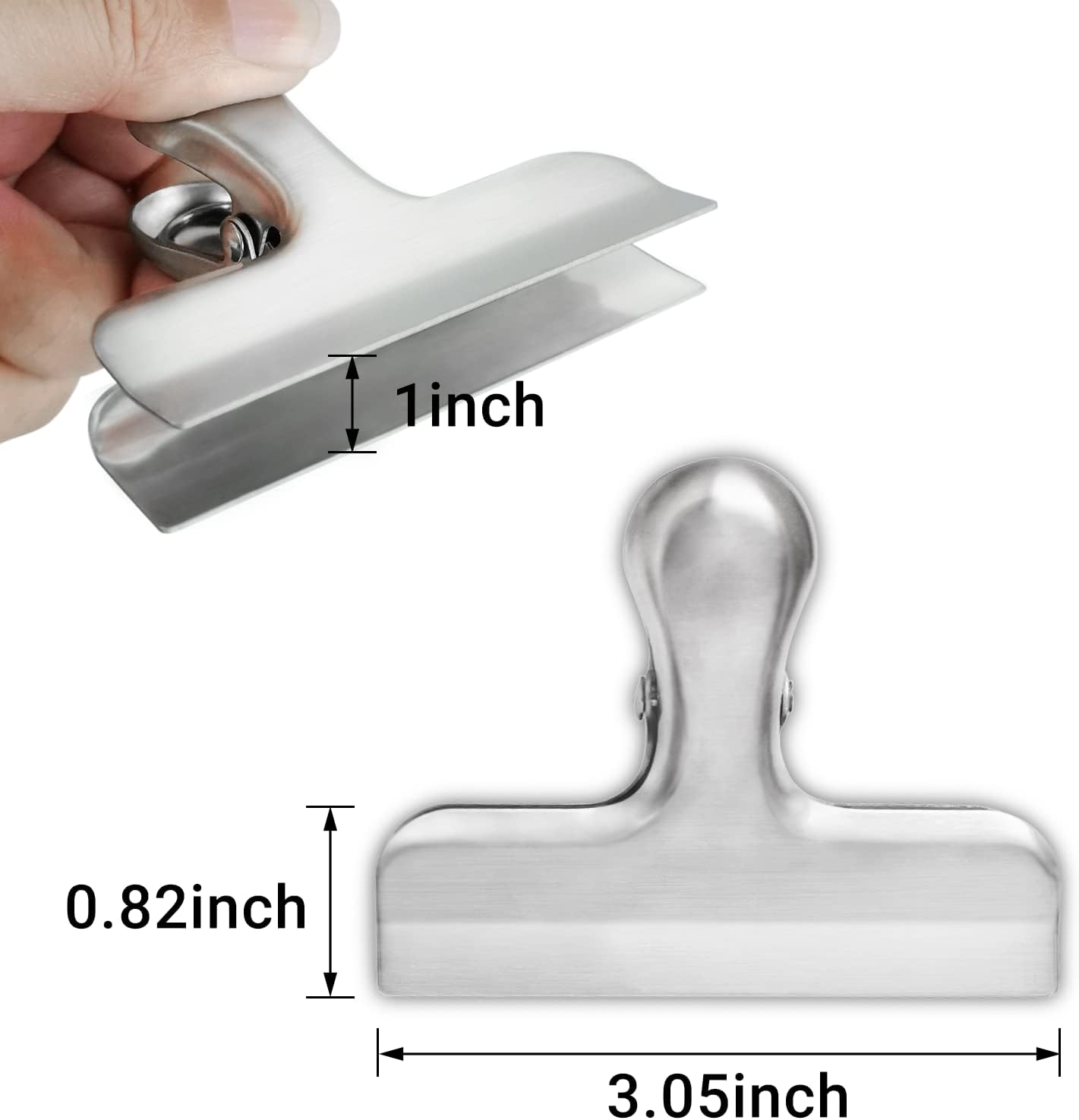 6 Pack Bag Clips, Stainless Steel Chip Clip, Chip Clips Bag Clips Food Clips, Bag Clips for Food, Heavy Duty Air Tight Seal Kitchen Clips Snack Clips Food Bag Clamp Clips