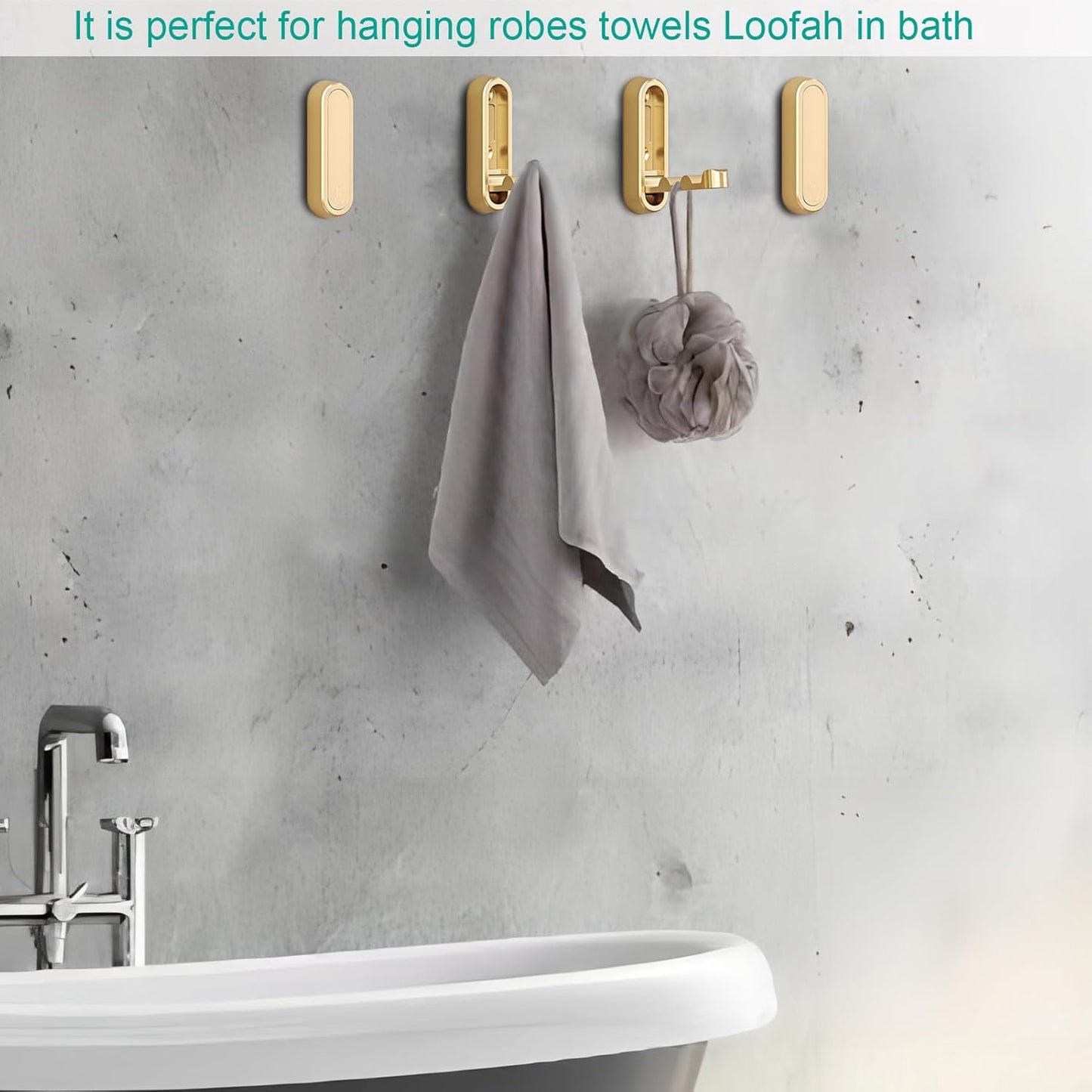 Brushed Gold Foldable Towel Hooks for Bathroom 2 Pack,Wall Hooks for Hanging Heavy Duty Coat Robe Purse Hooks, Foldable Hooks Storage Solution for Bathroom,Closet,Entryway,Pool (2, Brushed Gold)