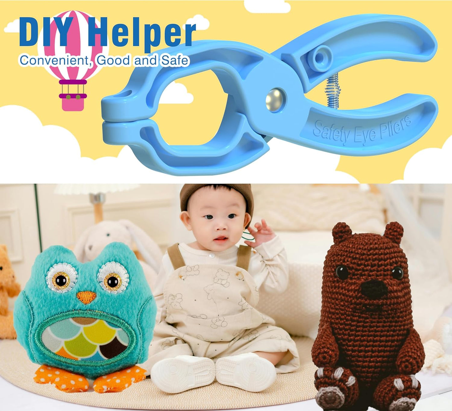 Safety Eye Tool Auxiliary Tool for Attaching Safety Eyes for Crocheting Safety Eyes Crochet Tools for Amigurumi Crochet & Stuffed 5-30mm Animal Eyes Making Supplies Tool(Blue 1pcs)