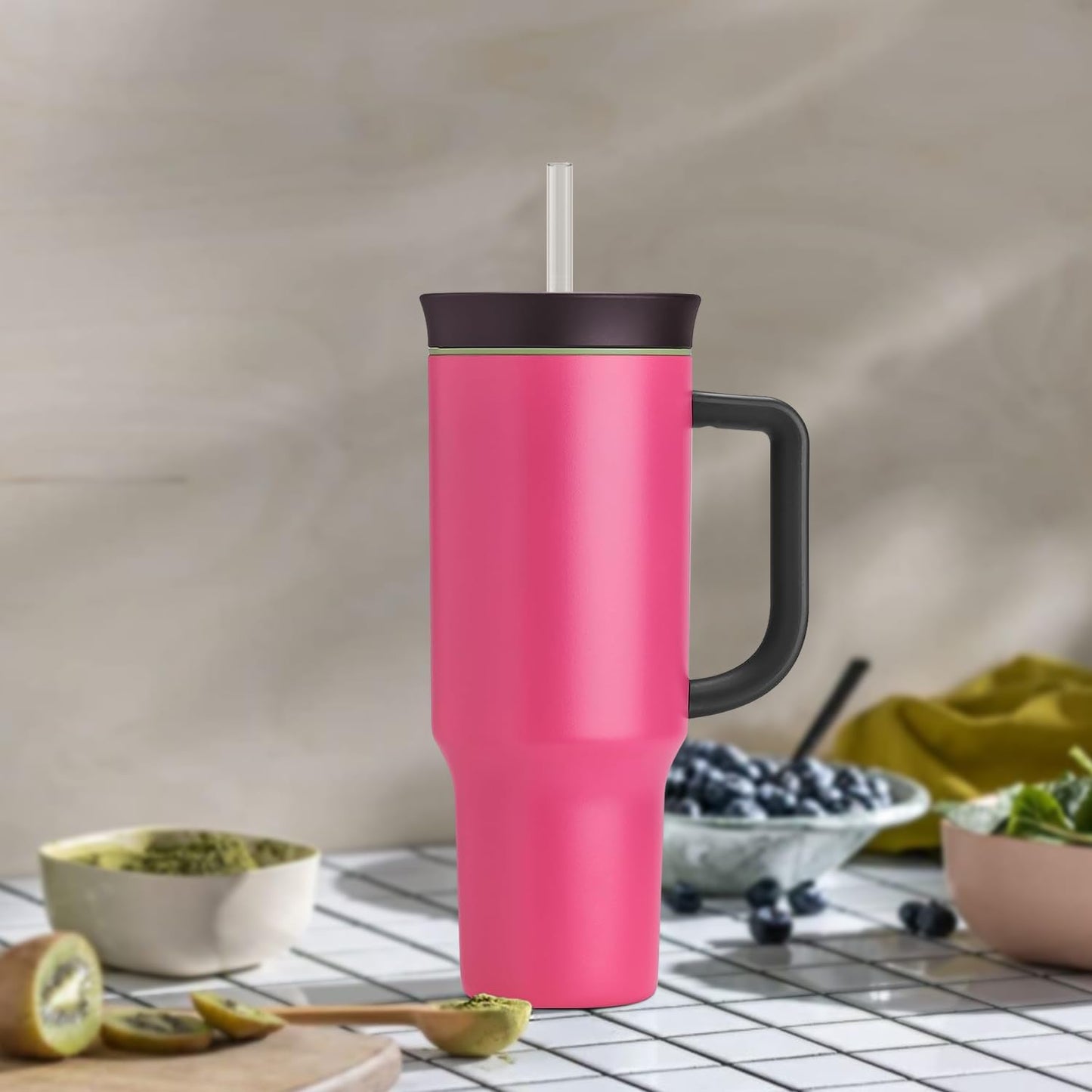 Straw Replacement for Owala 40 oz Tumbler with Handle, 6 Pack Reusable Clear Straws Cleaning Brush, And Stanley/Simple Modorn 40oz Cup, Accessories Owala/Stanley/Simple -