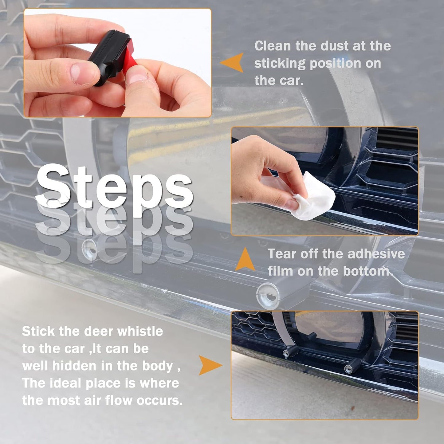 4 Pack Car Deer Whistle Warning for Horn Unit, Vehicles with Rubber Pads, Exterior Accessories, Suitable Cars, Trucks, Motorcycles -