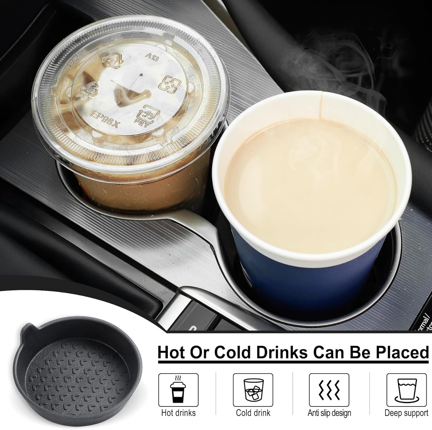 Car Cup Holder, 4-Pack Silicone Coasters, Universal Non-Slip Recessed Interior Accessories (Arrow Black) Arrow Black -