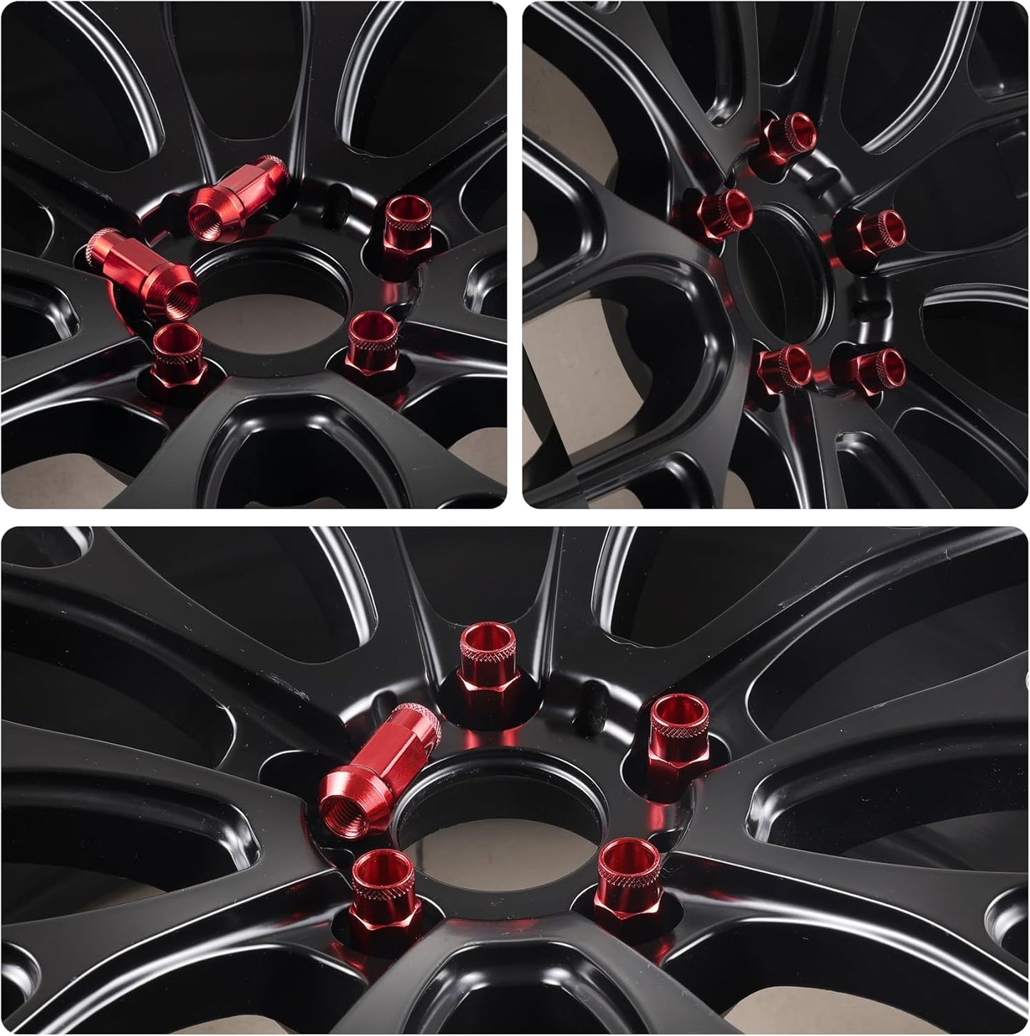 20PCS M12x1.5 Wheel Lug Nuts, Open End Nuts 40mm, Forged Locknut Racing Aluminum Wheels Rims (Red) Red M12X1.5