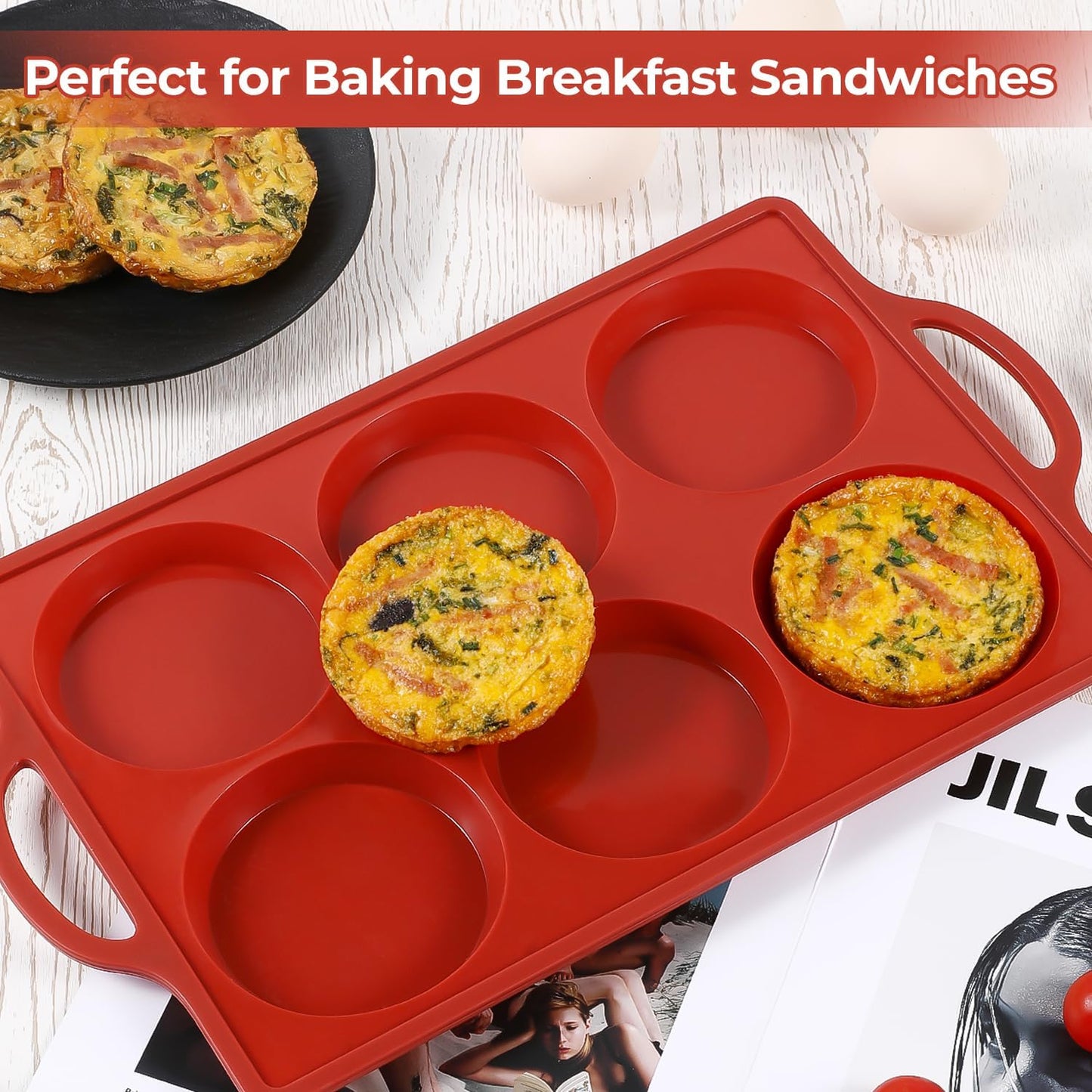 Metal Reinforced Frame Silicone Mini Muffin Pan- 24 Cups &Silicone Top Pan with Frame-4 Inch -